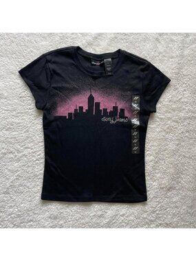 DKNY Black Baby Tee with Pink City Print Brand New